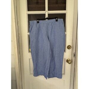J Jill Love Linen Women’s 100% Linen Blue Pull On Pants With Pockets Size XL
